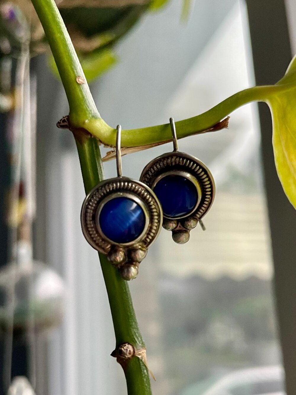 Blue and Silver Drop Earrings (Mexico 925)